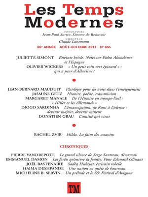 cover image of Les Temps Modernes N° 665 N° 665